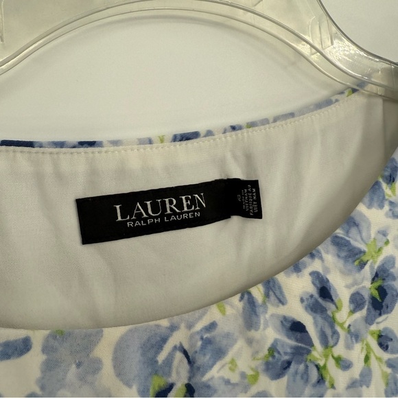 Lauren Ralph Lauren Ruched Sheath Dress Size 12 Floral Sleeveless Stretch Purple - Picture 6 of 10